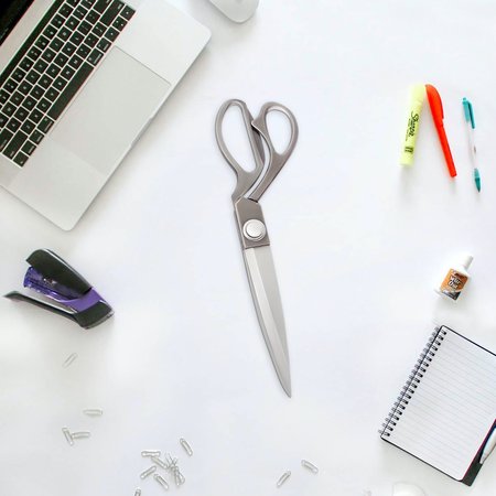 Vintiquewise Heavy Duty Big Aluminum Plated Gray Scissors with Sharp Blades for Office QI004396